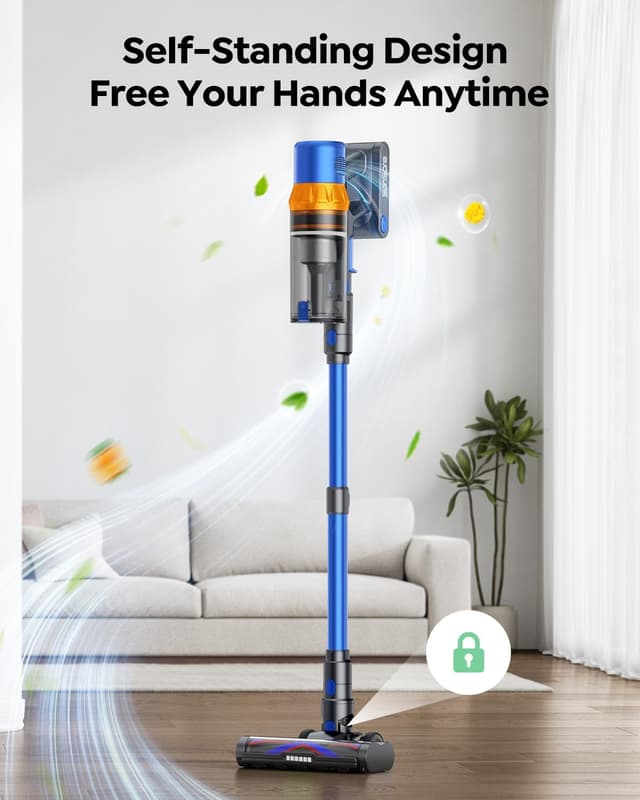 Detalle 2 de SunSare Cordless Vacuum Cleaner 600W 50KPa Stick Vacuum (up to 65 mins) with 90° curved adapter