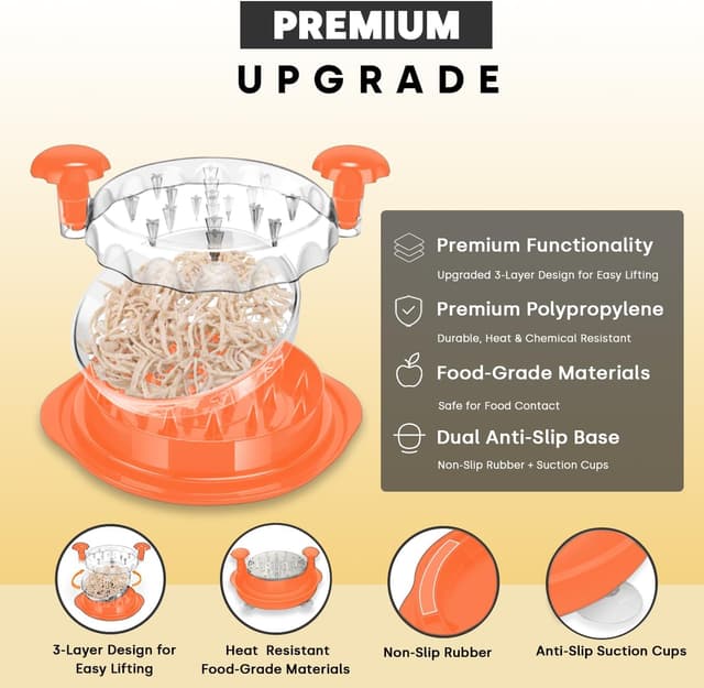 Detalle 2 de SoLuna.® Chicken Shredder 30cm (XL, 3 layers) for pulled chicken, pork & veg