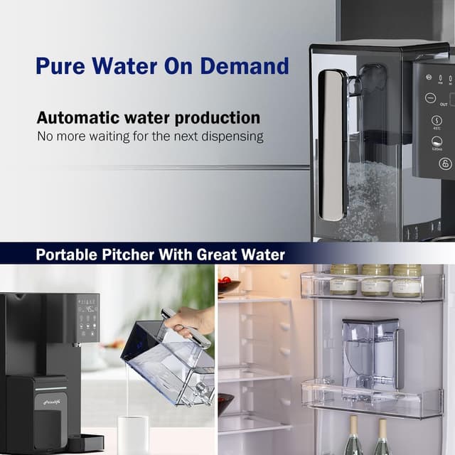 Detalle 2 de Frizzlife WB99-H countertop reverse osmosis water filter with instant hot water dispenser