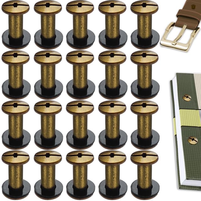 Detalle de Chicago-Buchschrauben-Set M5 x 12 mm (20 Sätze) aus Edelstahl – für Lederwaren, Taschen & Bindungen (Bronze)