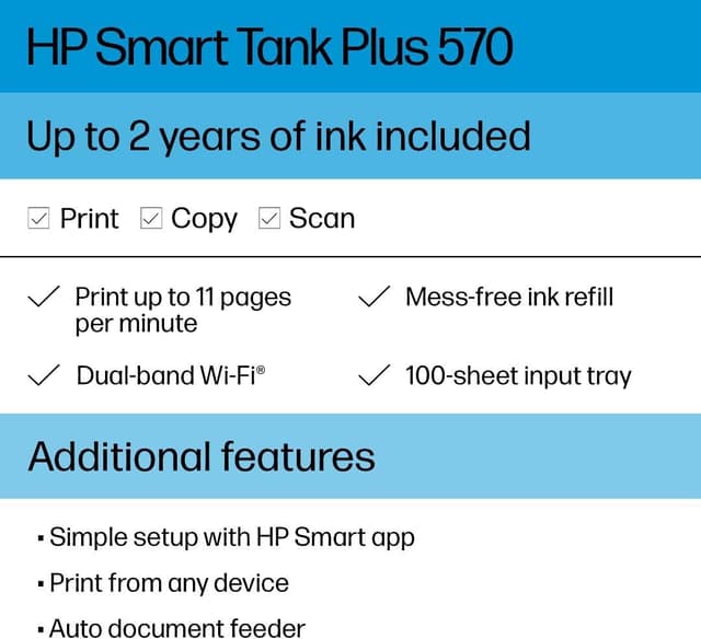 Detalle de HP Smart Tank Plus 570 ink tank printer