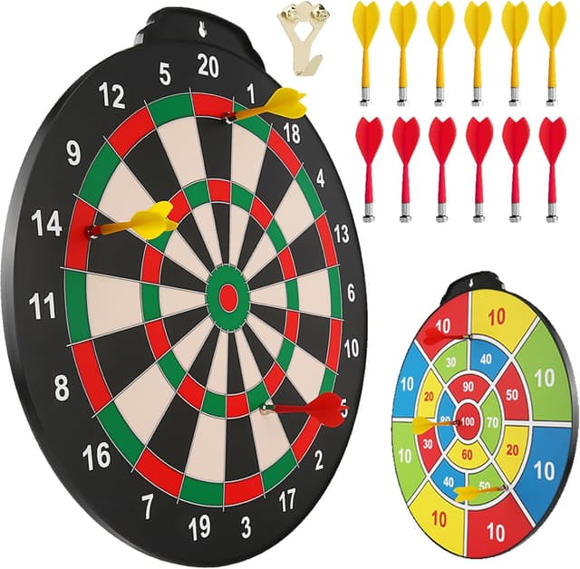 Detalle de Esjay 18 inch Magnetic Dart Board Set – safe magnetic darts game for kids (12 darts, double-sided)