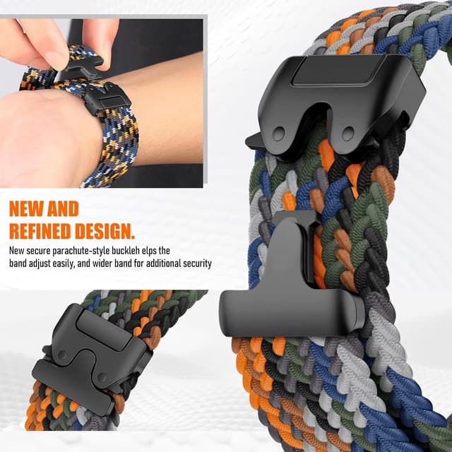 Detalle de 3 Pack 20mm Elastic Braided Strap for Samsung Galaxy Watch 7/6/5/4 & Garmin Vivoactive/Forerunner