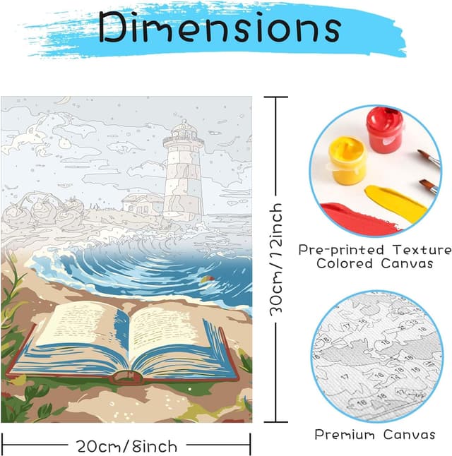 Detalle de Reofrey Framed Paint by Numbers Kit for Adults & Beginners (20x30cm) — Canvas Deer Animals