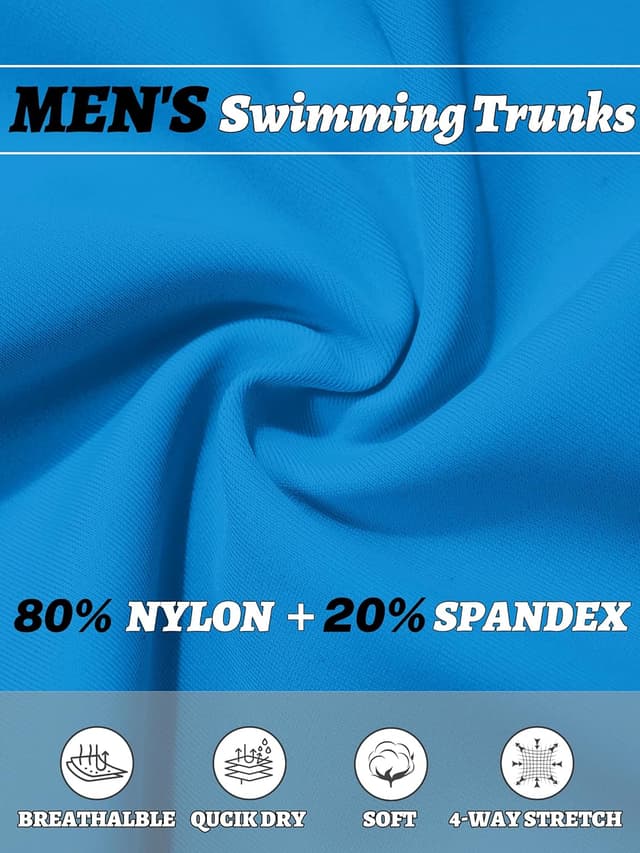 Detalle de KEFITEVD men’s quick-dry swimming shorts (YK016) with adjustable drawstring and pockets