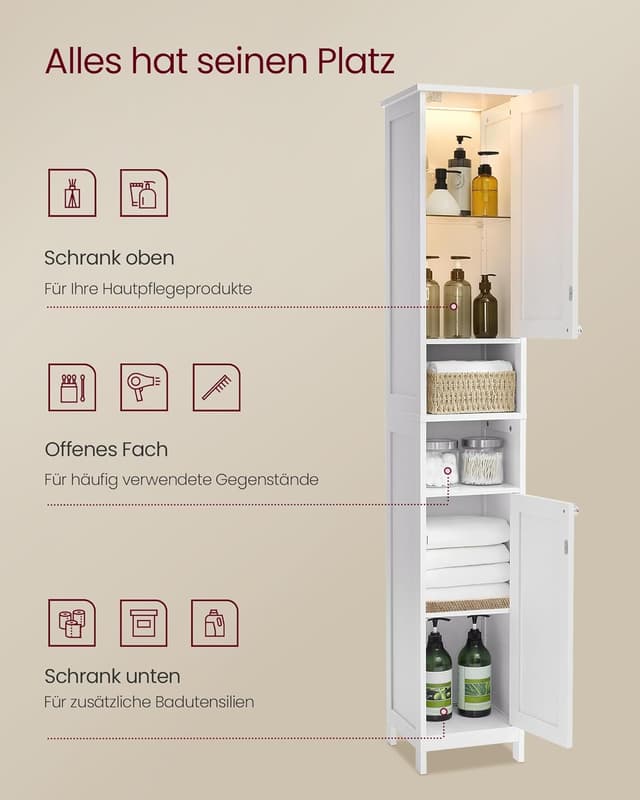 Detalle 2 de VASAGLE BBC566W03 Badschrank 170 cm