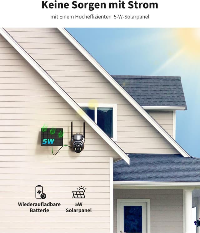 Detalle de SEHMUA 4G LTE Überwachungskamera Außen Solar mit SIM-Karte (2K, PTZ, PIR, IP66)