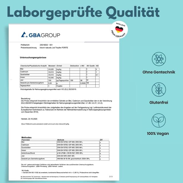 Detalle de Jod hochdosiert – 1.100 Tropfen Iod-Tropfen mit 150 µg pro Tropfen, vegan & in Deutschland produziert