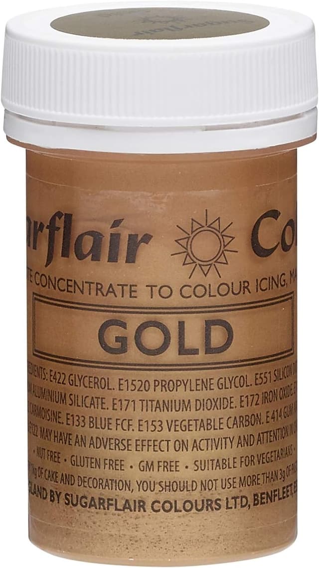 Detalle de Sugarflair Colours Paste Colour Satin Gold (Oro) – colorante alimentare in pasta per fondant, glassa reale e impasti, 25 g