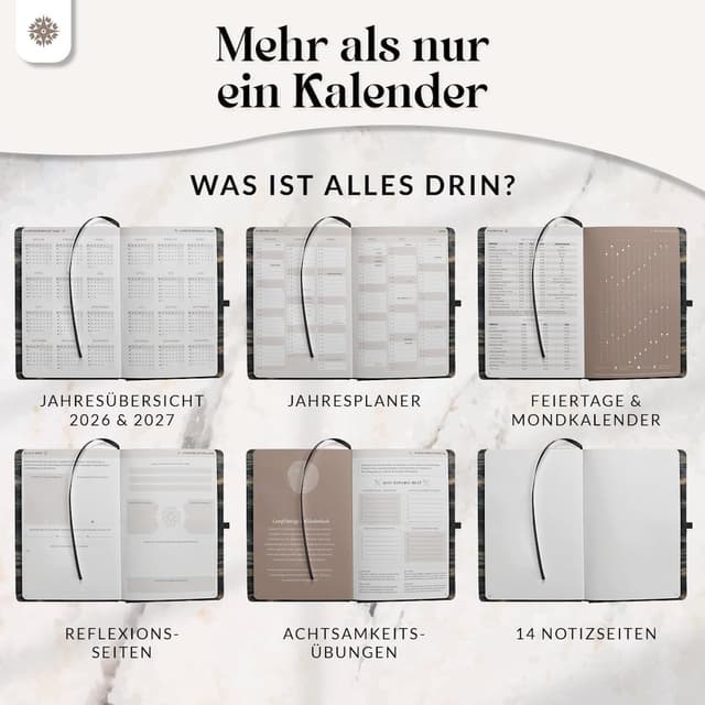 Detalle 1 de A5 Lebenskompass Kalender 2026 Terminkalender