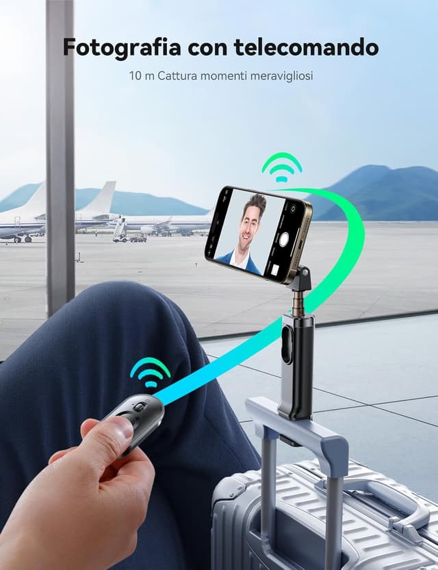 Detalle 2 de JOYROOM MagSafe treppiede per smartphone all-in-1 con selfie stick, 360° e telecomando Bluetooth