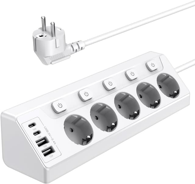 Imagen de vipwell Mehrfachsteckdose 5 Fach 2 m 🔌 en OfertitasTOP