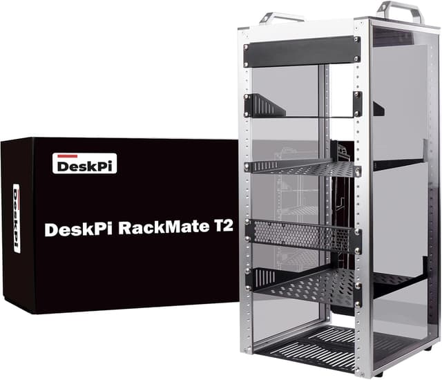 Detalle de GeeekPi DeskPi RackMate T2 10-inch 12U mini server cabinet with rack shelf (10 inch AV, NAS & SBC setups)