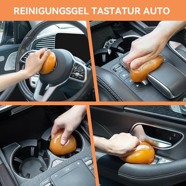 Detalle de ASFSKY Tastatur-Reinigungsgel (2 Stück) für Auto-Interieur, Computer & mehr – Orange