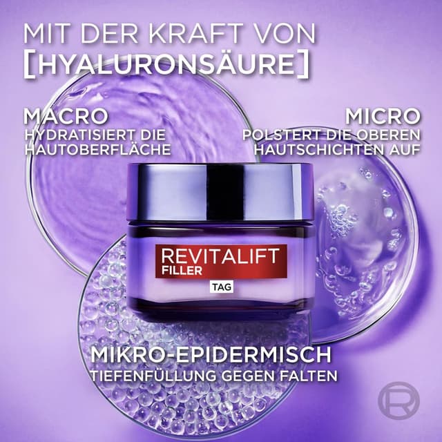 Detalle 2 de L'Oréal Paris Revitalift Filler Anti-Aging Gesichtspflege-Set: Hyaluron Tages- & Nachtpflege (2 x 50 ml)