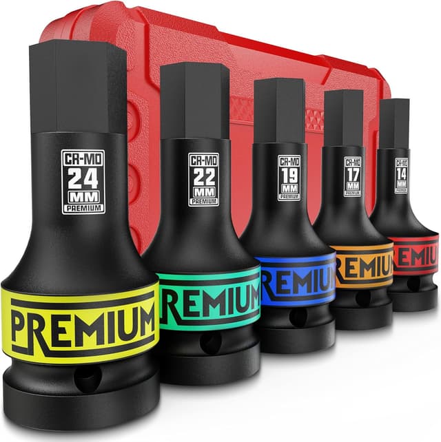 Detalle de Jeu de douilles longues hexagonales à chocs 3/4" KIRXST (14 à 24 mm) – 5 douilles Allen