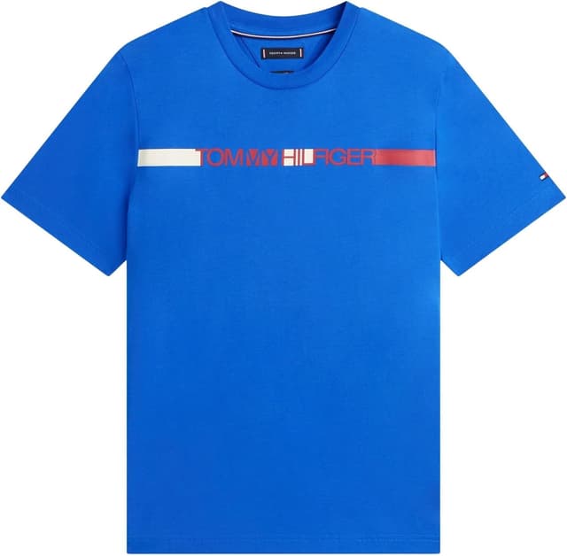 Detalle de Tommy Hilfiger Brand Love Stripe Tee MW0MW42368: t-shirt da uomo a righe per stile casual