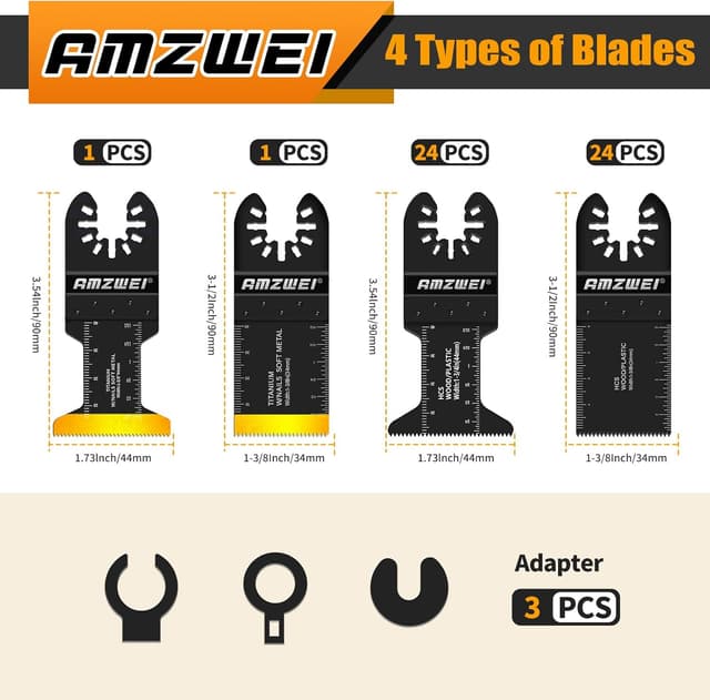 Detalle de 50PCS Titanium Multi Tool Blades Kit for Oscillating Multi Tools (Universal, Quick Release)