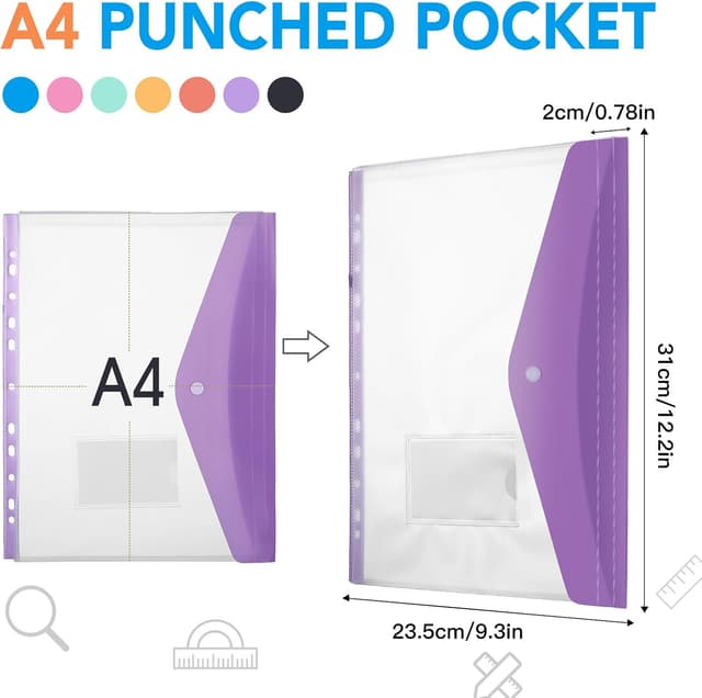 Detalle 2 de 14 Pack A4 Plastic Wallets 7 Colours