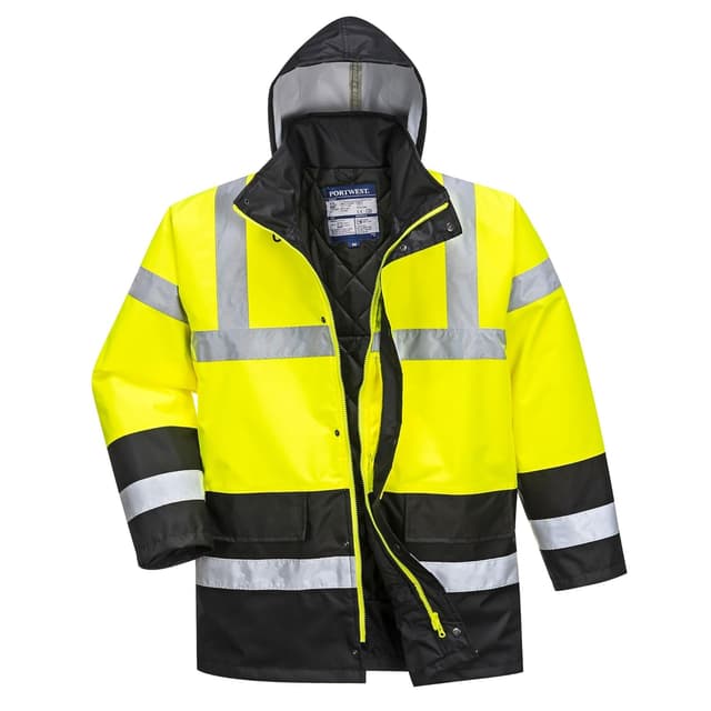 Detalle de Parka bicolore Portwest Parka Bicolore Traffic S466YBRM Jaune/Noir (EN ISO 20471, jusqu’à -40 °C)