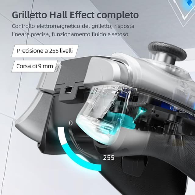Detalle de Machenike G5PRO Wireless Controller RGB con Hall Effect, 6 assi e 4 tasti posteriori programmabili