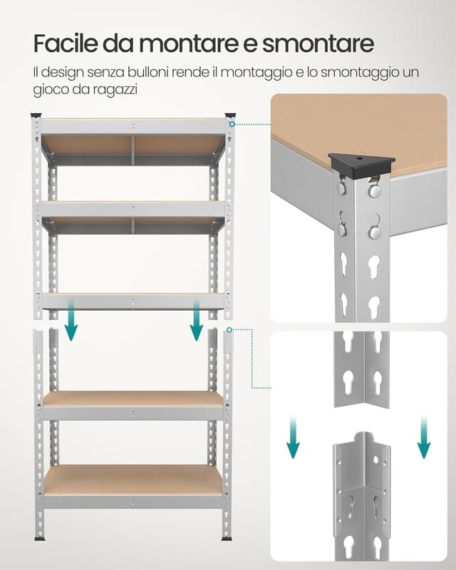 Thumbnail 5 de SONGMICS Scaffalatura a 5 Ripiani GLR300E01