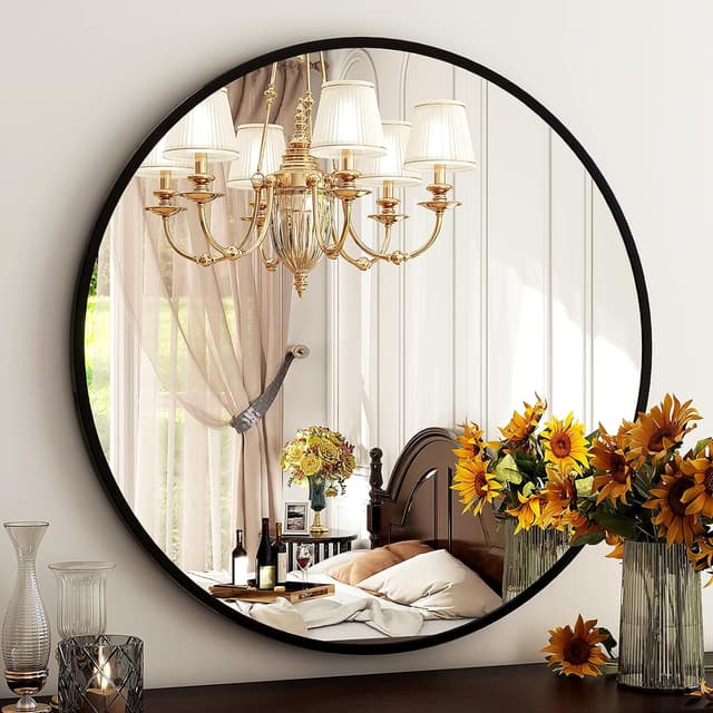 Thumbnail 4 de HARRITPURE Round Mirror 24-inch Black Wall Mirror 🪞