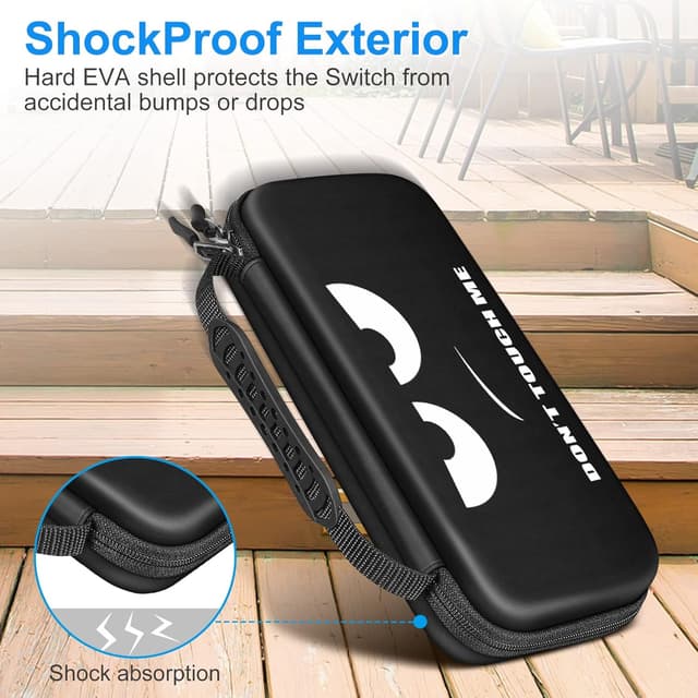 Detalle de FINTIE Tasche für Nintendo Switch 2017 und Switch OLED 2021 – EVA-Hülle mit 10 Kartenhaltern und Tragegurt