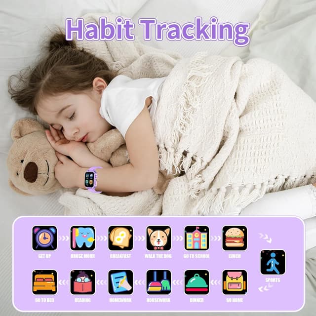 Detalle 2 de Kids Smart Watch 32 Games & 3 Sport Modes – Habit Tracking, Class Mode, Camera & Learning Cards