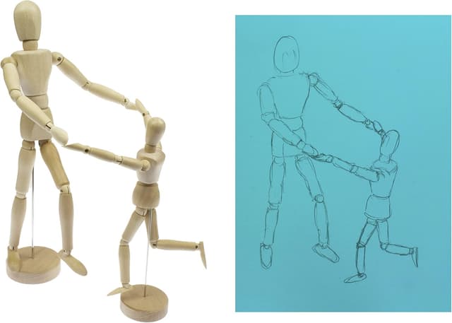 Detalle de Mannequin articulé flexible en bois de buis Kangaro (30 cm)