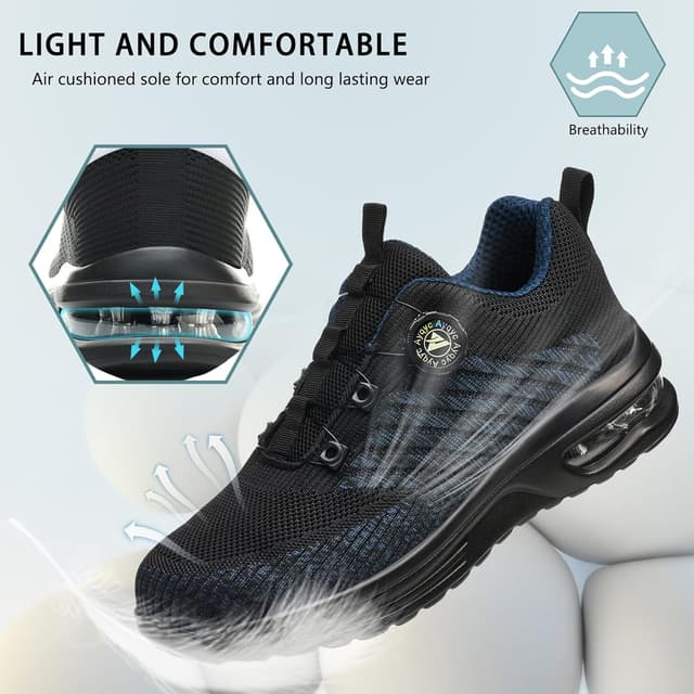 Detalle de Chaussures de sécurité légères respirantes avec embout acier et fermeture à bouton (lacet rapide)
