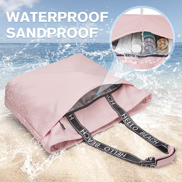 Detalle de G4Free Strand-Tragetasche wasserdicht & sanddicht mit Umhängegurt – große Sporttasche für Damen