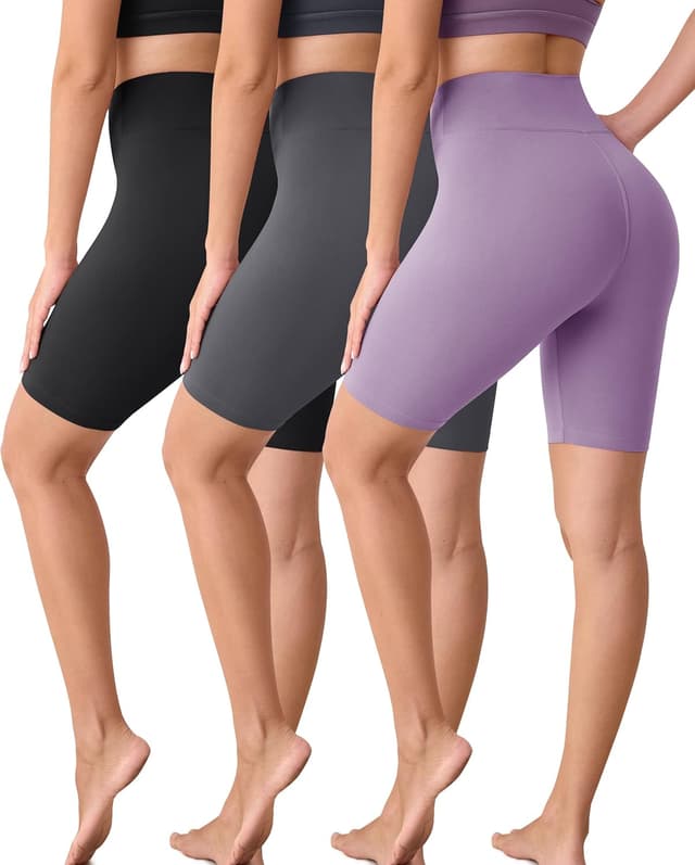 Detalle de VALANDY Creamlush women’s biker shorts with 8" high waist (S–5XL) – buttery soft, 4-way stretch