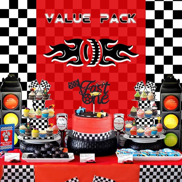 Detalle de BACUTHY 2-Pack Race Car 3-Tier Cupcake Stands for Birthday Parties (Cup Cake Holder Tower, Truck Theme)