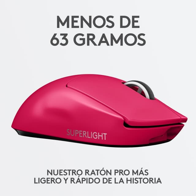 Detalle 2 de Logitech Pro X Superlight ratón gaming 63 g 25.600 DPI rosa