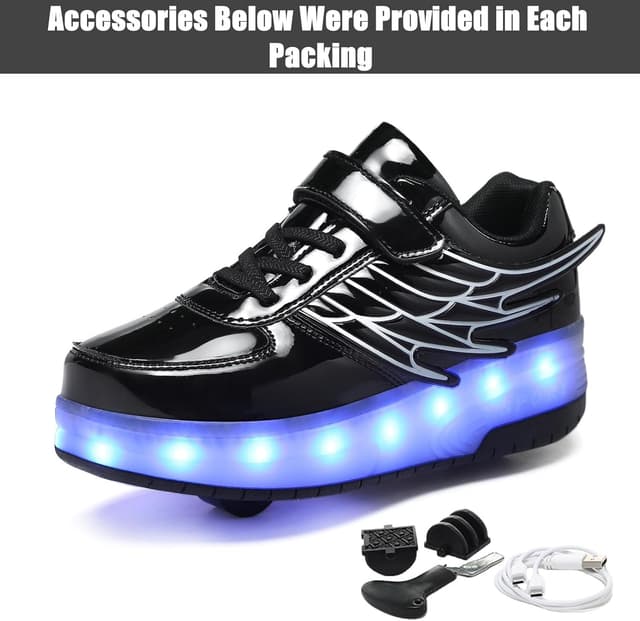 Detalle de Hoverkickes LED Roller Skate Shoes for Kids with Rechargeable Lights and Detachable Wheels