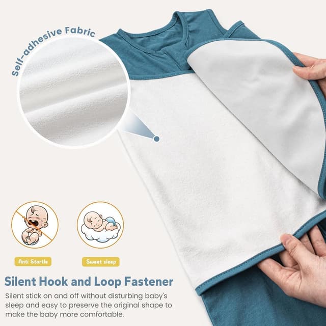 Detalle de ZIGJOY Newborn Sleeping Bag 0.5 TOG (2-Pack) Cotton Swaddle Wrap, Blue & Planet