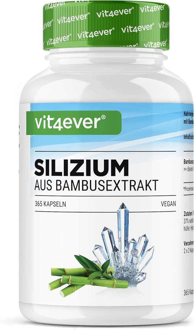 Detalle de vit4ever Silizium (365 Kapseln) – organisches Silizium aus Bambusextrakt, vegan