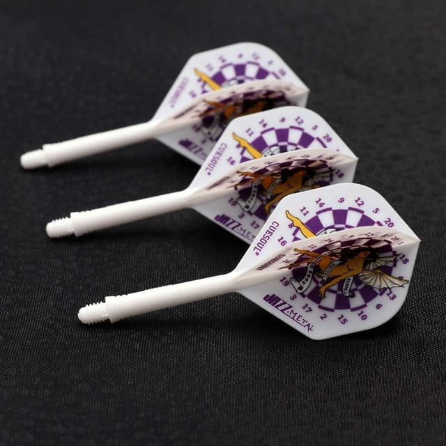 Detalle 2 de Ensemble de 3 fléchettes avec arbre intégré CUESOUL (forme Standard) et volants