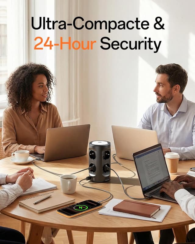 Thumbnail 6 de Tour multiprise USB 11 en 1 : 8 prises Schuko + 3 USB, 2 m avec veilleuse et protection contre la surtension