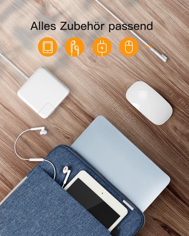 Detalle de Inateck 360° Rundumschutz Laptoptasche für MacBook Air 13 & MacBook Pro 13 (kompatibel, 32,5 x 23,5 x 3 cm)