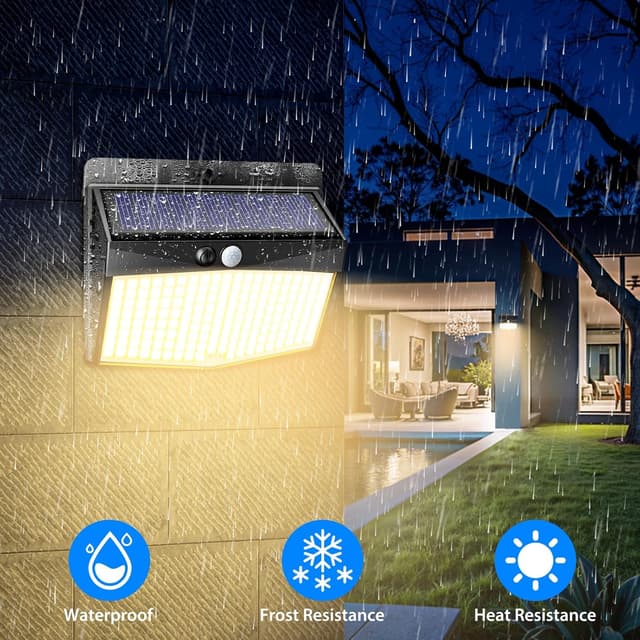 Detalle de nipify Solarlampen für Außen mit Bewegungsmelder – 3 Modi, 168 LEDs, IP65, 2er-Set