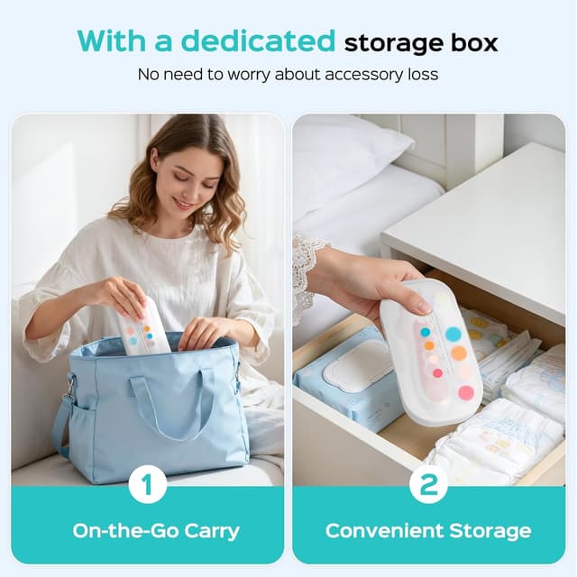 Thumbnail 6 de COSLUS C52 Rechargeable Baby Nail File (Cordless) with 5 Speeds, 6 Grinding Heads & LED Light - Pink