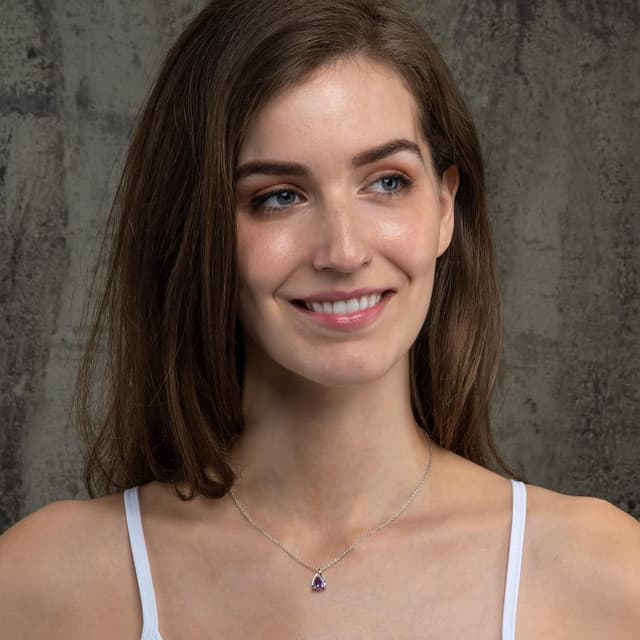 Detalle de Collier pendentif namana en argent sterling 925 avec pierre naturelle (améthyste, topaze bleue, citrine, péridot ou grenat)