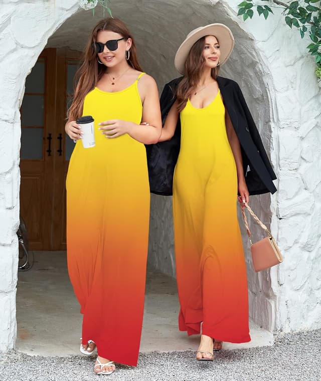 Detalle 2 de Wolddress Women’s Maxi Dress with Pockets (S–5X) — Casual Strap Long Dress for Work, Summer & Travel