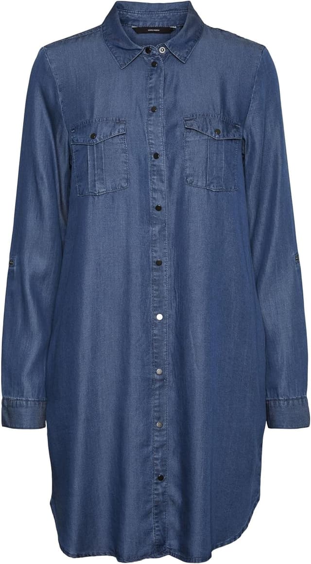 Thumbnail 6 de VERO MODA VMSIGGA Jeanskleid für Damen (Maternity) – kurzes Hemdblusenkleid mit Knopfleiste