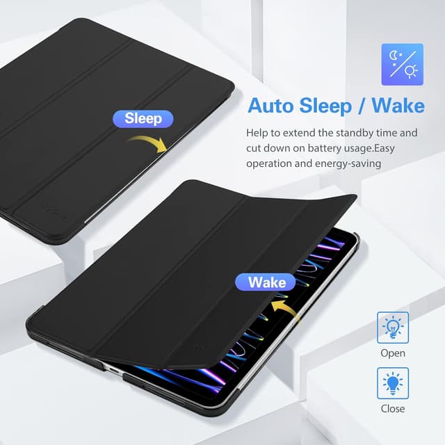 Thumbnail 6 de ProCase Hülle für iPad Pro 11 Zoll (2022/2021/2020) Dreifach-Falt-Schutzhülle mit Ständer und Smart-Case-Funktion – Schwarz