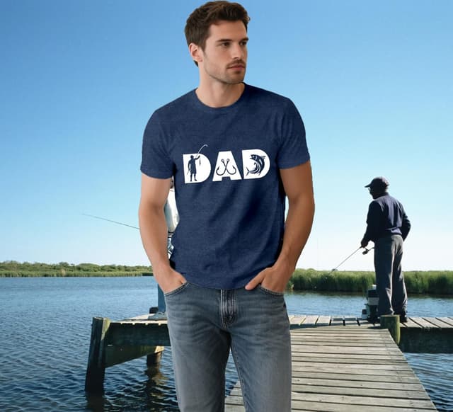 Detalle de Qskall men’s fishing dad T-shirt – soft breathable fishy tee with relaxed fit