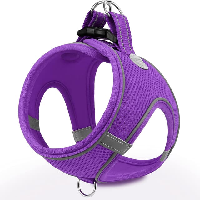 Detalle de Joytale Step in Dog Harness (XS, Purple) – soft mesh reflective easy-walk harness for extra small dogs