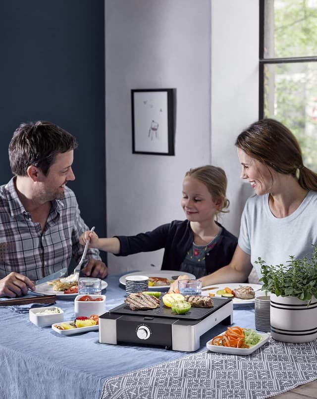 Detalle de WMF Lono Tischgrill Quadro – kompakter Indoor-Elektrogrill mit quadratischer Grillfläche, 1250 W